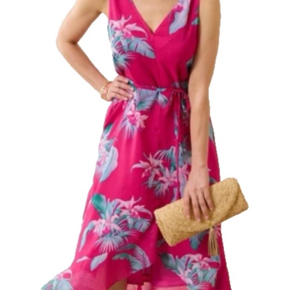 Tommy Bahama Pink Tropical Tie-Waist High-Low Dress NWT